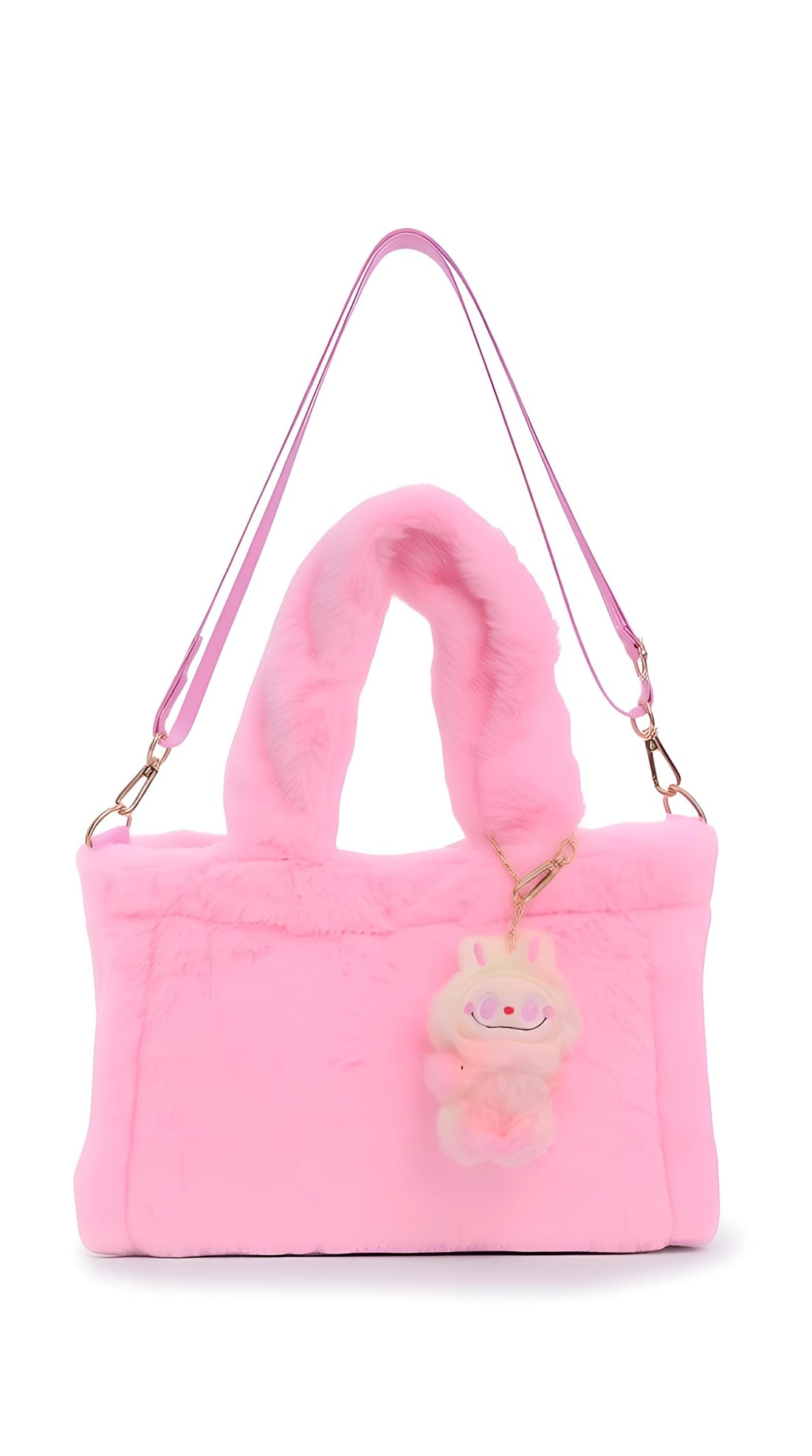 Elegant velvet soft faux fur shoulder bag with an adjustable strap for casual, trendy looks
