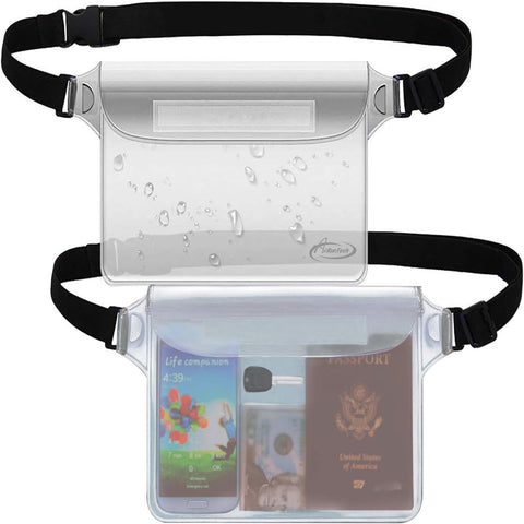 Waterproof Pouch with Waist Strap (2 Pack) | Beach Accessories Best Way to Keep Your Phone and Valuables Safe and Dry | Perfect for Boating Swimming Snorkeling Kayaking Beach Pool Water Park