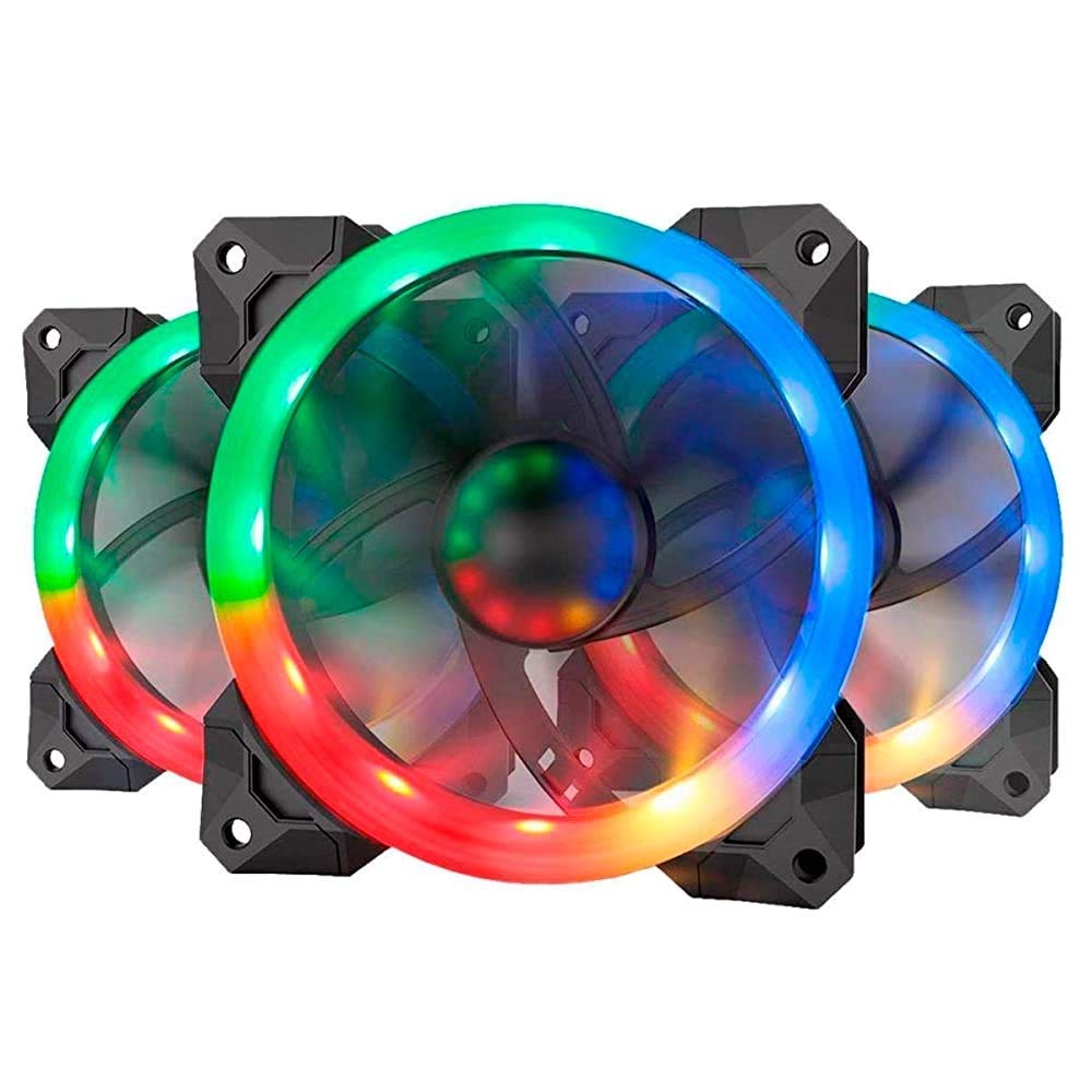 Redragon GC-F008 Computer Case 120mm PC Cooling Fan With Remote Control, RGB LED Quiet High Airflow Adjustable - CPU Cooler and Radiators (3 Packs)