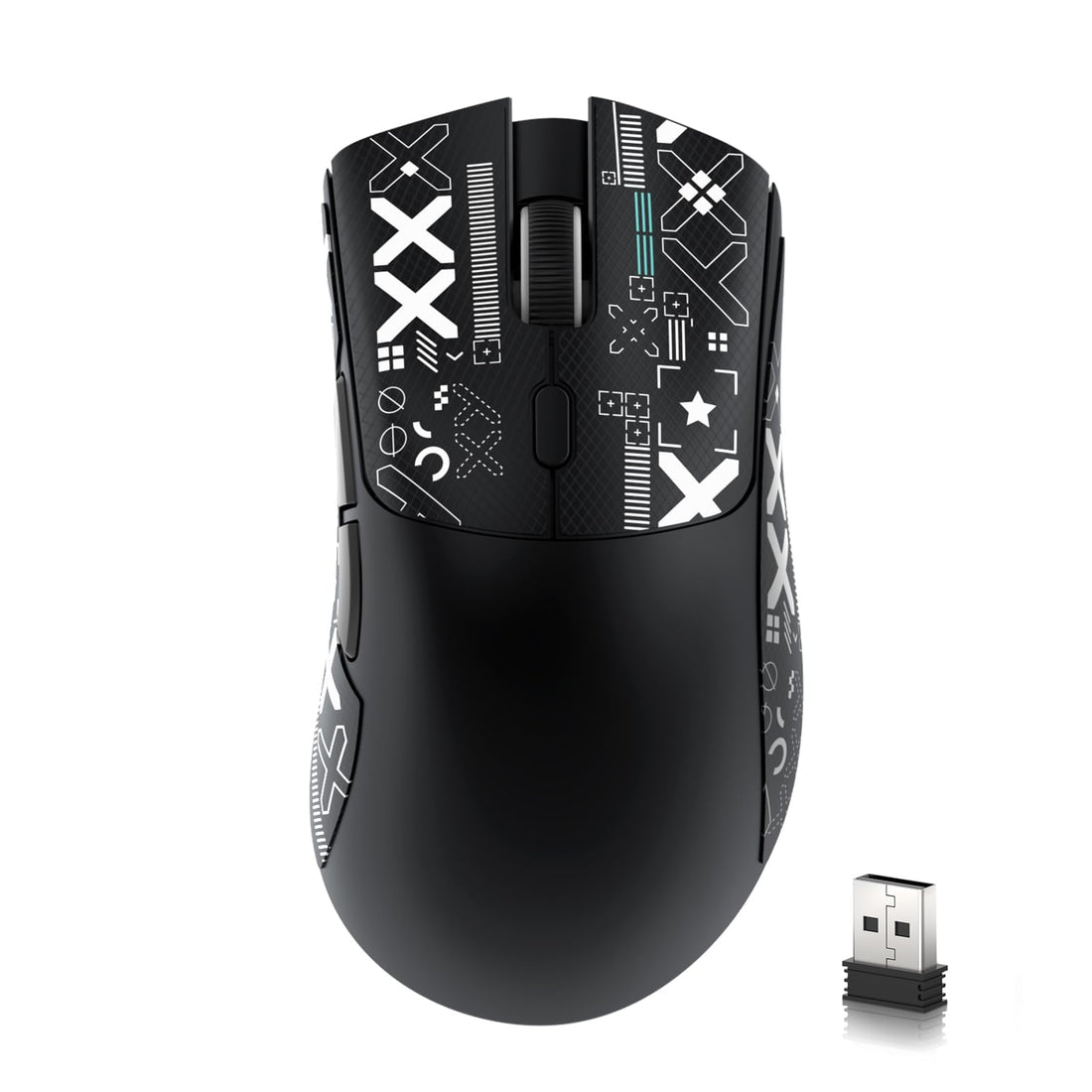 ATTACK SHARK R1 Lightweight Wireless Gaming Mouse with Anti Slip Mouse Grip Tape, Self Adhesive Design Elastics Refined Side Grips Sticker Sweat Resistant Pads/Anti Sweat Paste, Cut to Fit (Black)
