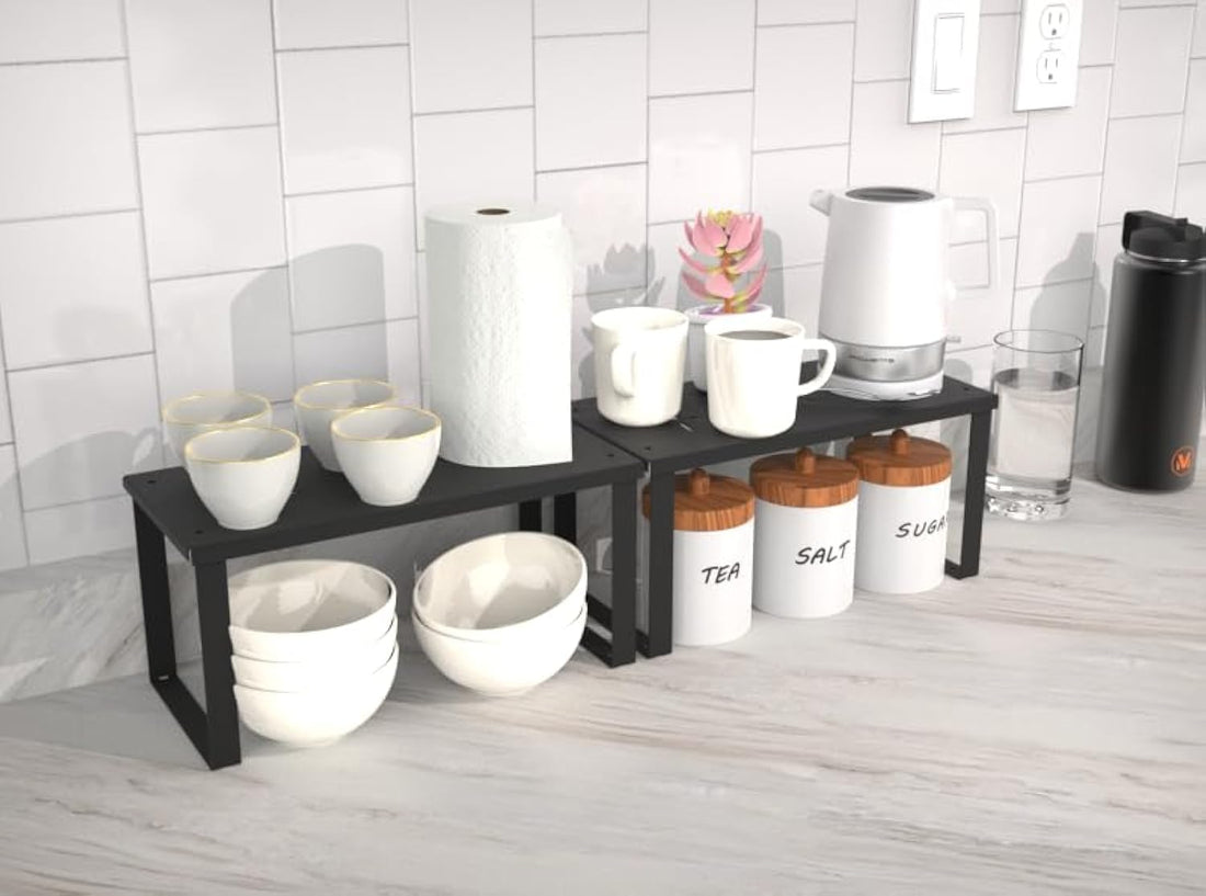 Cabinet Shelf, Cupboard Stand Spice Rack, Cabinet Pantry Shelf, Organization And Storage For Kitchen And Bathroom (Small) Black