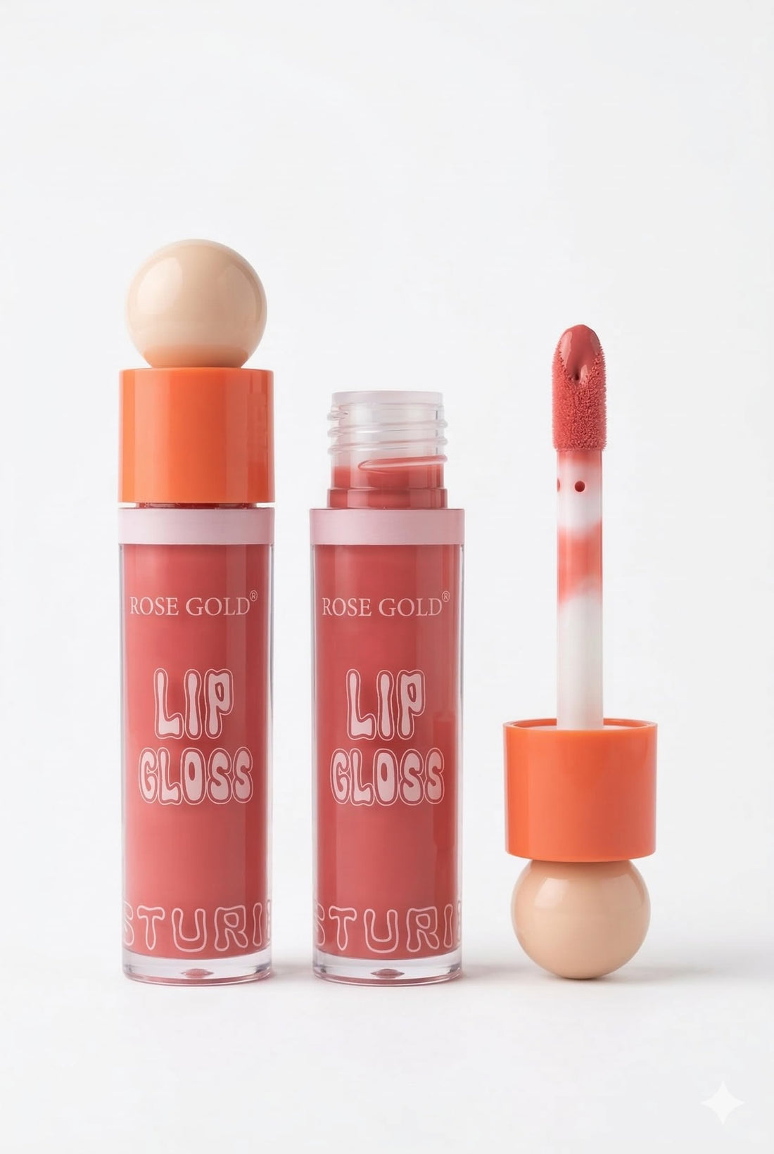 Rose Gold Lip Gloss with Applicator, Moisturizing Formula, Shade 02