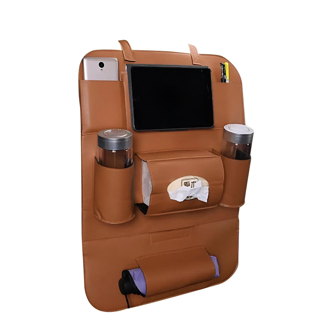Premium PU Leather Car Back Seat Storage Organizer: Enhance your car interior with this stylish and practical backseat storage box, providing ample space for organization and convenience.