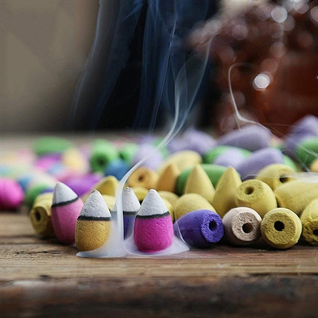 50 Pcs Backflow Incense Cones, Multicolor Natural Incense Cone Mixed Incense Burners for Home Bedroom
