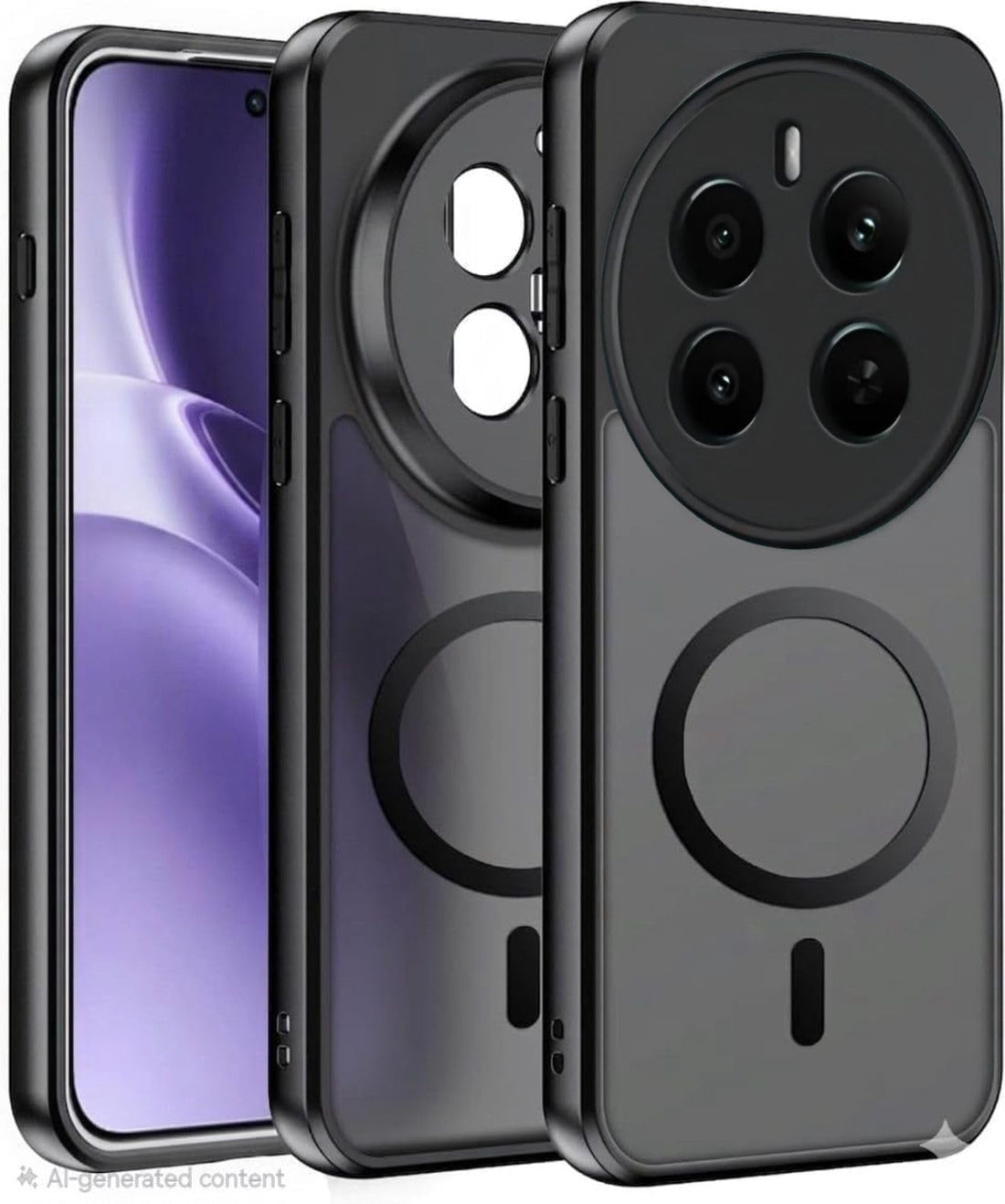 Grabist Magnetic Case for Realme 12 pro 5G / Realme 12 pro plus 5G / Realme P1 Pro 5G, Translucent Matte, Shockproof, Full Camera Protection, Compatible with Magnetic Stand, Black