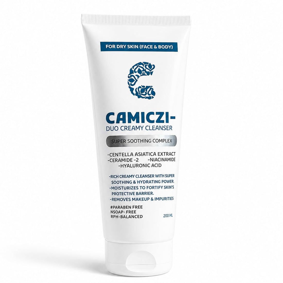 Camiczi Duo Creamy Cleanser 200ml – Gentle Hydrating Face Wash for Sensitive, Dry & Normal Skin – Barrier Support with Ceramide, Niacinamide, Centella & Hyaluronic Acid – Sulfate & Paraben Free