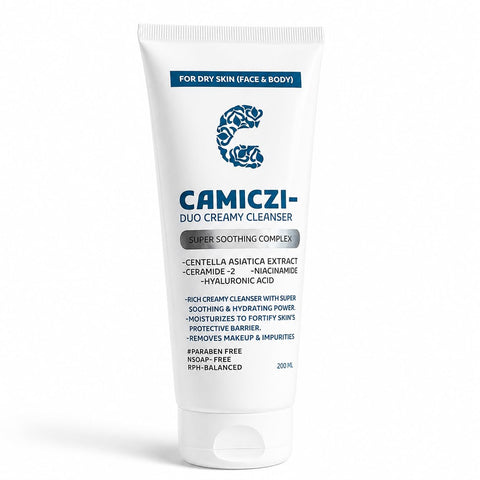 Camiczi Duo Creamy Cleanser 200ml – Gentle Hydrating Face Wash for Sensitive, Dry & Normal Skin – Barrier Support with Ceramide, Niacinamide, Centella & Hyaluronic Acid – Sulfate & Paraben Free