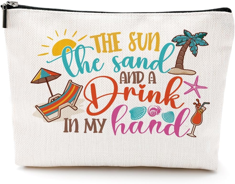 Funny Beach Gifts for Women Cosmetic Bag Vacation Beach Themed Gifts for Beach Lover Summer Lovers magy store Makeup Bag Girls Trip Gifts Beach Stuff Necessities Graduation