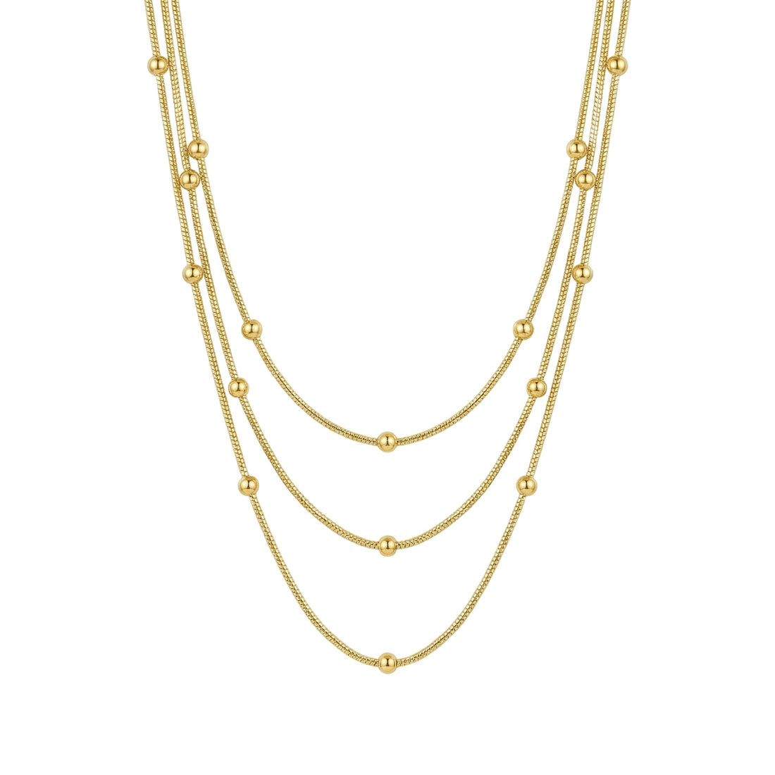Gold 3 Layer Tiny Ball Necklace | Elegant Gradient Design for Women | Fashion Jewelry and Fashion Gift for All Occasions | Stainless Steel | Rust and Fade Resistant