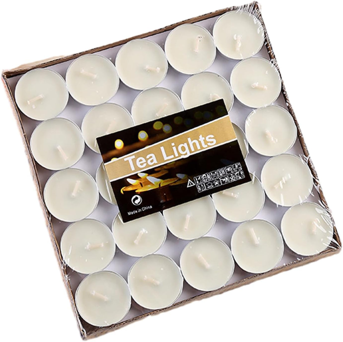 Ledivion Tea Lights Candles 8 Hour Long Burning Tealight Candles Unscented White 50 Pack