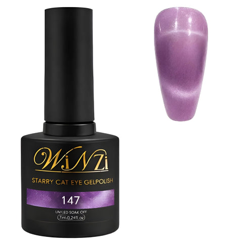 Mauve Starry Cat Eye Gel Nail Polish – 7ml Soak Off UV/LED Gel – Magnetic Galaxy Effect, Long-Lasting High-Shine Color (147)