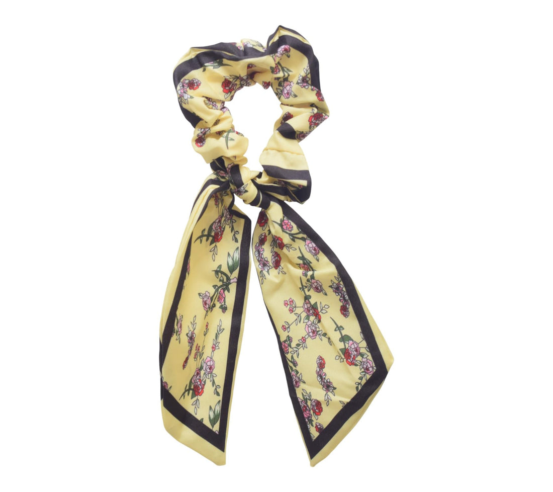 Daphne Satin Hair Scrunchie With Special Design For Girls - Yellow Black