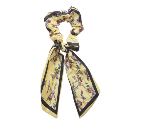 Daphne Satin Hair Scrunchie With Special Design For Girls - Yellow Black