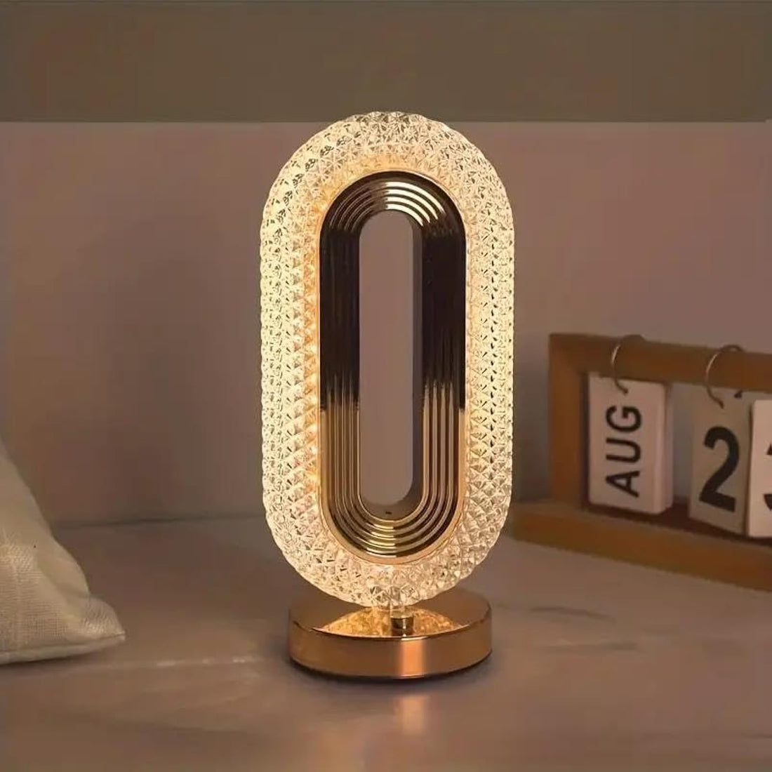 PRIME SHOP Crystal Table Lamp Touch Control 3 Levels Dimmable USB Rechargeable Cool Night Light for Bedroom - Premium Product