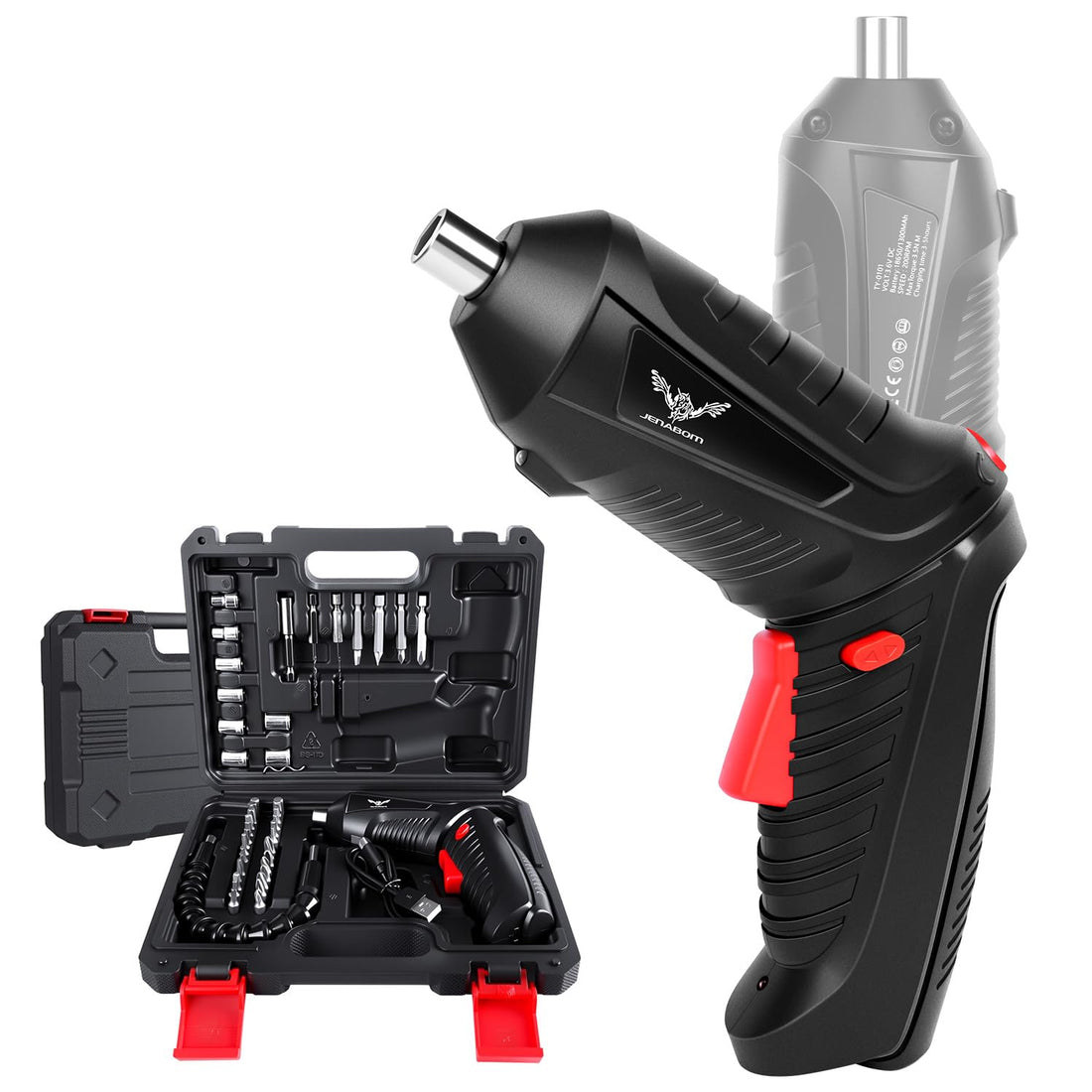 47 in 1 Electric Screwdriver,JENABOM Cordless Drill Screwdriver Bits Set Rechargeable, 3.6V Li-ion 3.5N·m Max Torque Electric Rotatable Drill Screwdriver for Home Improvement DIY Project