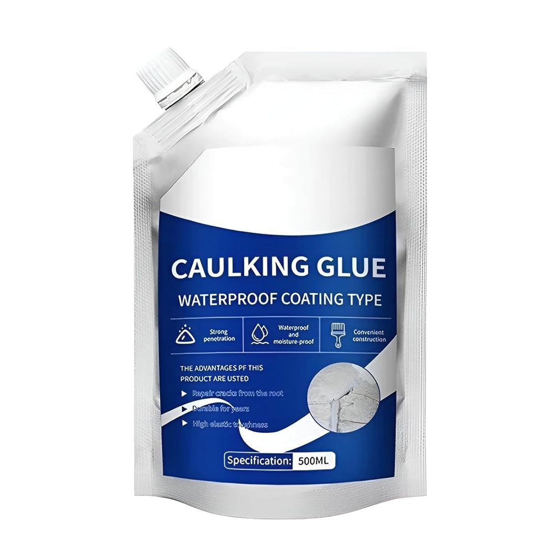 500g Gray Acrylic Paint with Brush, Multipurpose Adhesive, Ceiling Sealing Paint for Filling Cracks, Gaps, Walls and Tiles