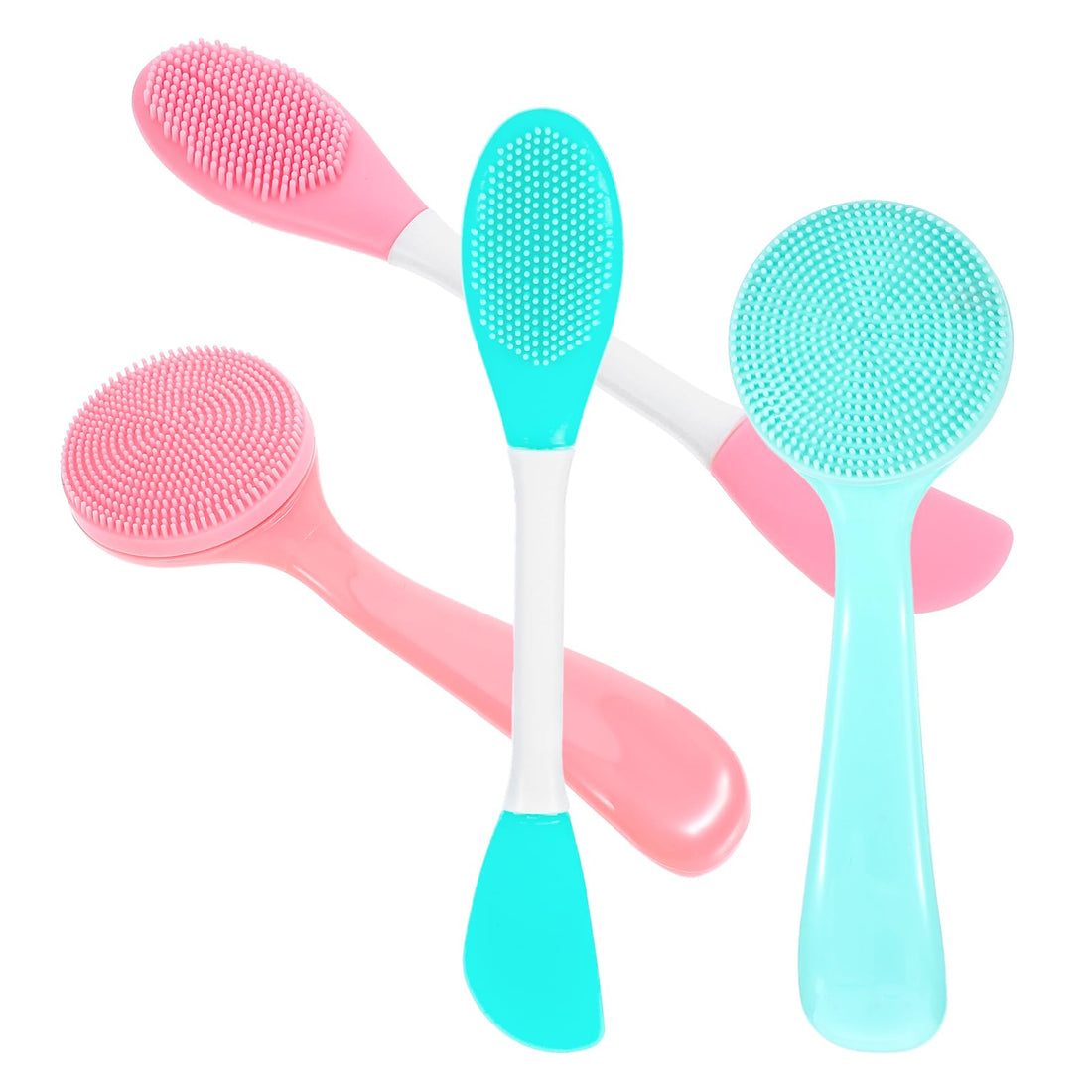 4Pcs Facial Cleansing Brush, 2 in 1 Silicone Face Mask Brush and Scrubber, Manual Face Scrub BrushsFor Exfoliating, Remove Blackheads, Makeup Skincare Removal, Applicator for Mud, Body Lotion
