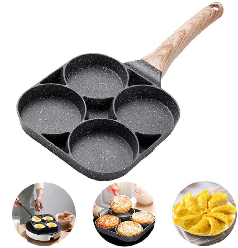 Non-Stick Frying Pan with 4 Hole Pancake Pan Fried Egg Burger Pan, 7.5 in,
