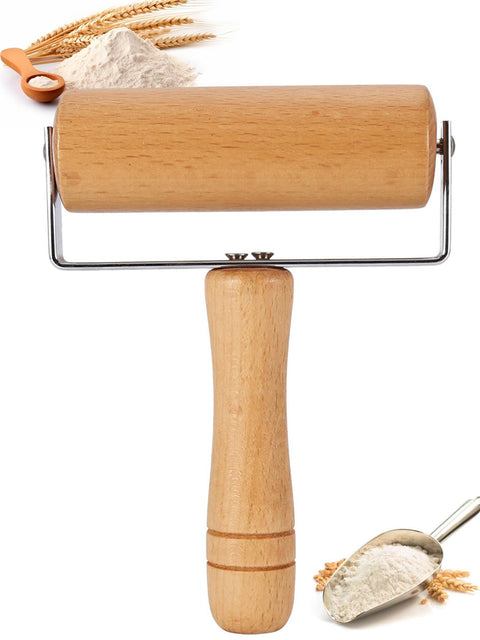 Pizza Rolling Pin, Small Rolling Pin, Non-Stick Wooden Dough Roller for Pastry Tortilla Pizza Cookie Dumpling (Type 2)