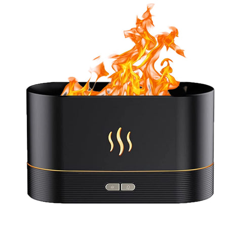 Colorful Flame Aroma Diffuser Humidifier, 7 Flame Colors Noiseless Essential Oil Diffuser for Home,Office,Yoga with Water-Off Protection 180ml (8Hours Black)