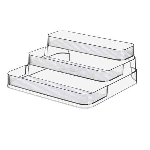 Acrylic Spice Rack, No Assembly Clear 3 Tier Condiment Bottle Shelf Vanity Organizer for Cabinet Kitchen Bathroom (1pcs)