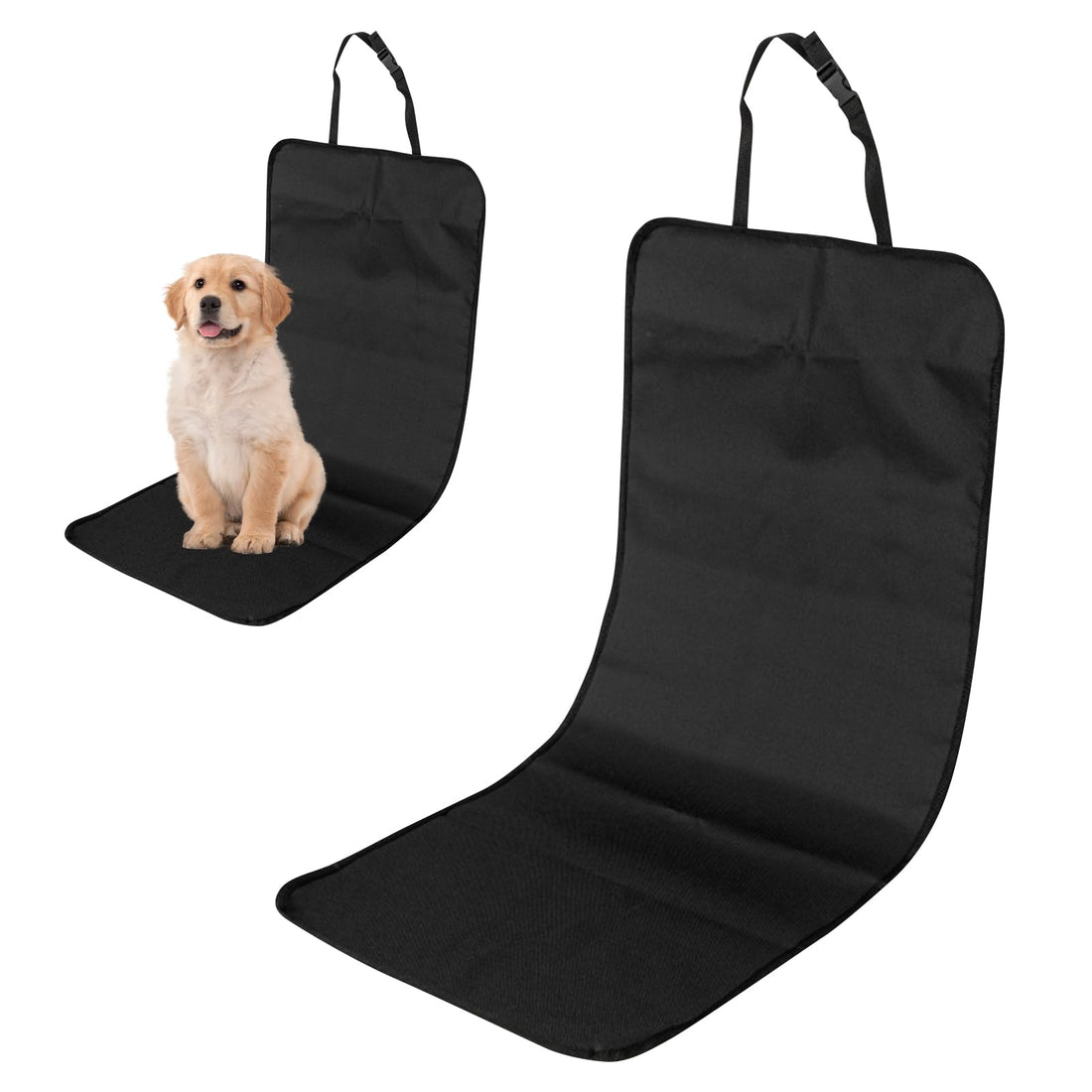 Car Seat Cover for Dogs, Black Dog Car Seat Cover, Waterproof Single Nonslip Front Seats Protector, Universal Fit with Buckles Scratch Resistant Oxford Fabric for Cars SUVs Sedans