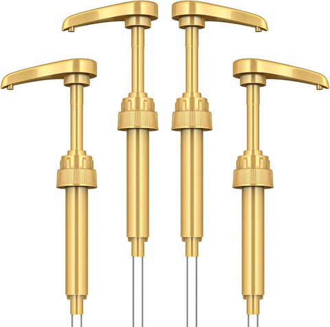 4 PCS Syrup Pump Dispenser, Gold Pumps for Coffee Syrup Bottle
