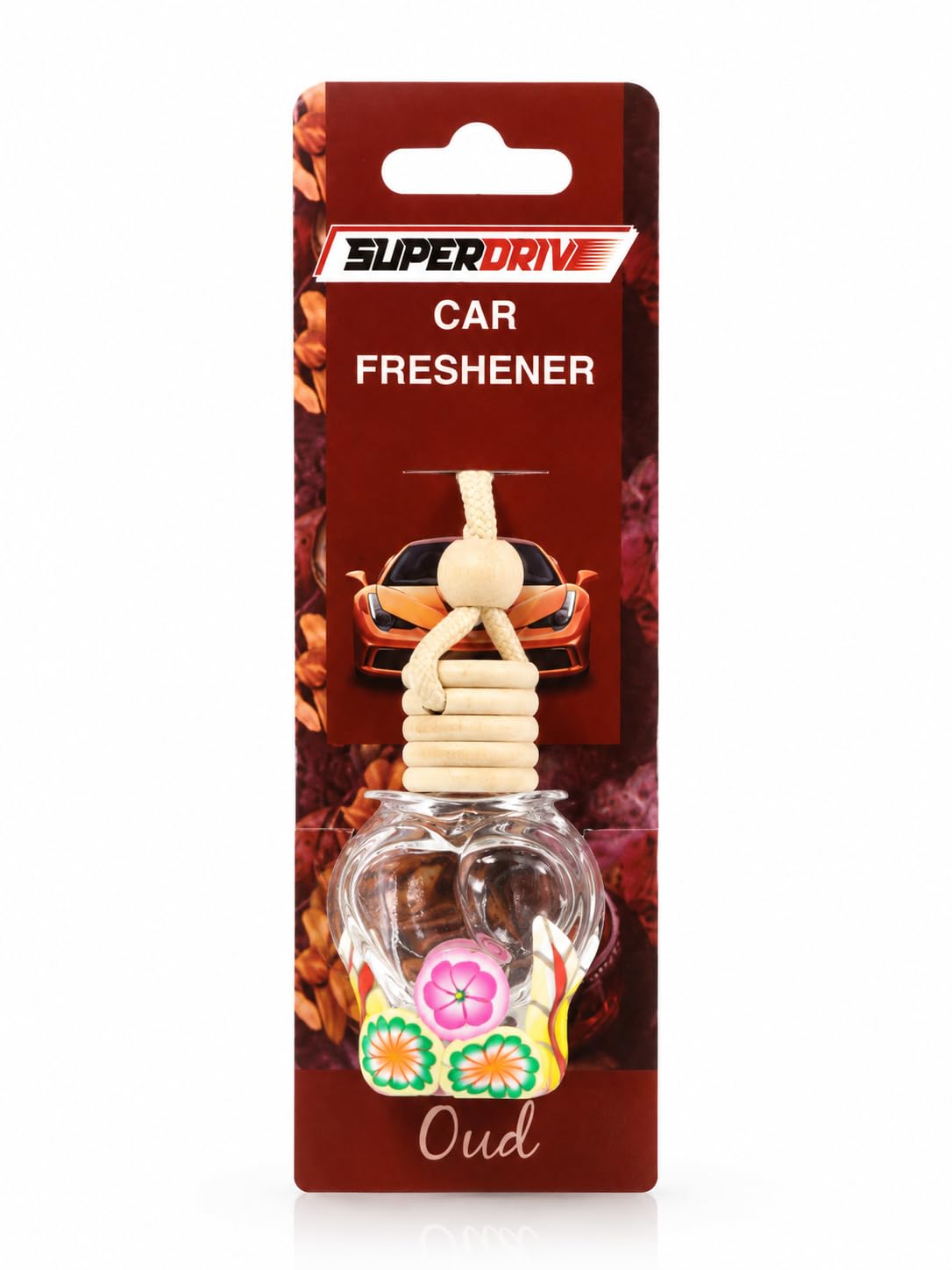 Car Air Freshener on Mirror with Fragrant oils with Wooden Diffuser Lid ,Oud , Blue