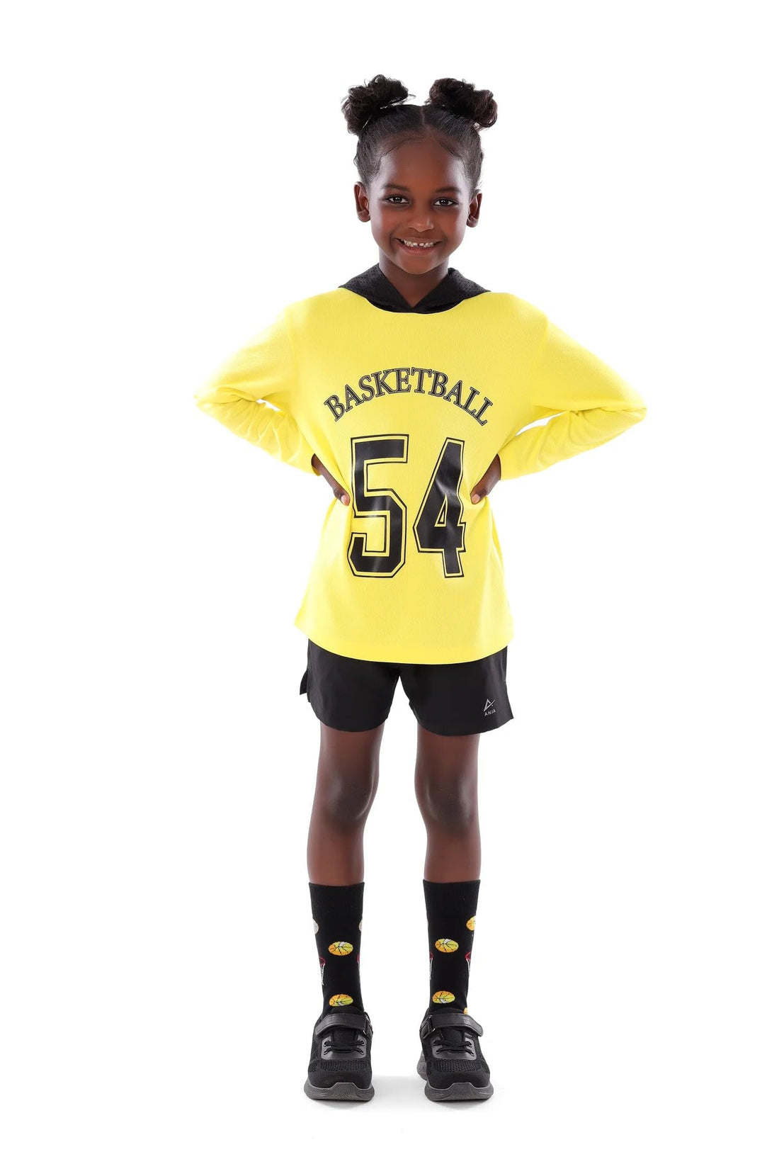 Girls Yellow Basketball Long Sleeve T-Shirt