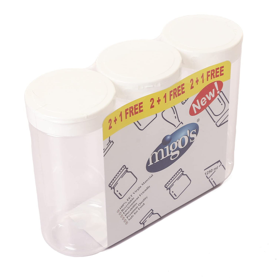 Migo's Mejo white preservation jar-3 * 1250ml