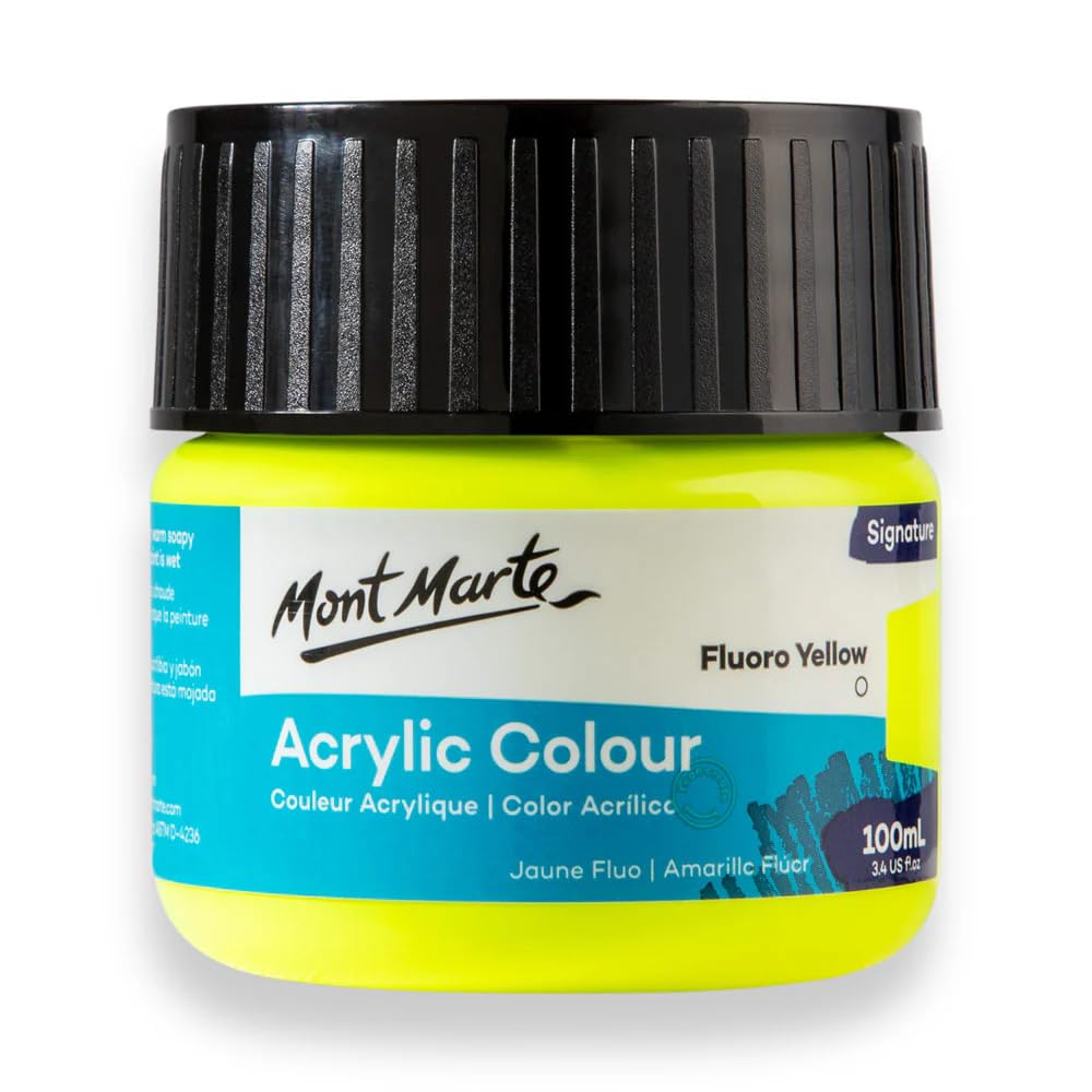 Monte Marte MSCH1110 Acrylic Colour Paint 100 ml, Fluoro Yellow