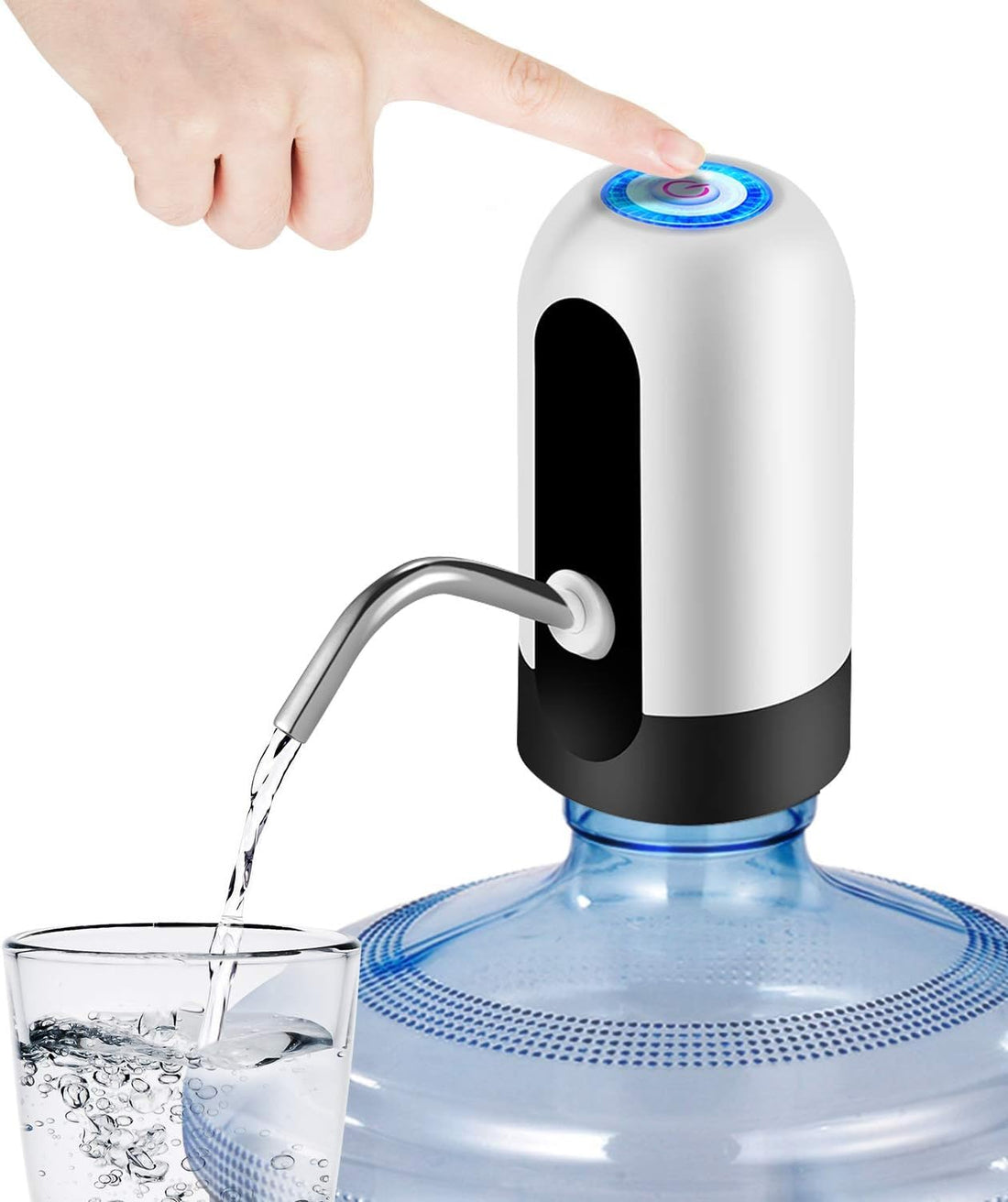 Automatic Electric Water Bottle Pump, USB Rechargeable, Suitable for 3-5 Gallon Water Bottle, Portable Camping Water Pump, Black