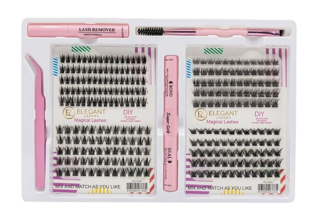 440pcs Lash Clusters Individual Lashes Eyelash Extension Kit D Curl Volume Cluster Eyelashes with Lash Bond and Seal and Lash Tweezers，Application at Home Lash Extension Kit(40D
