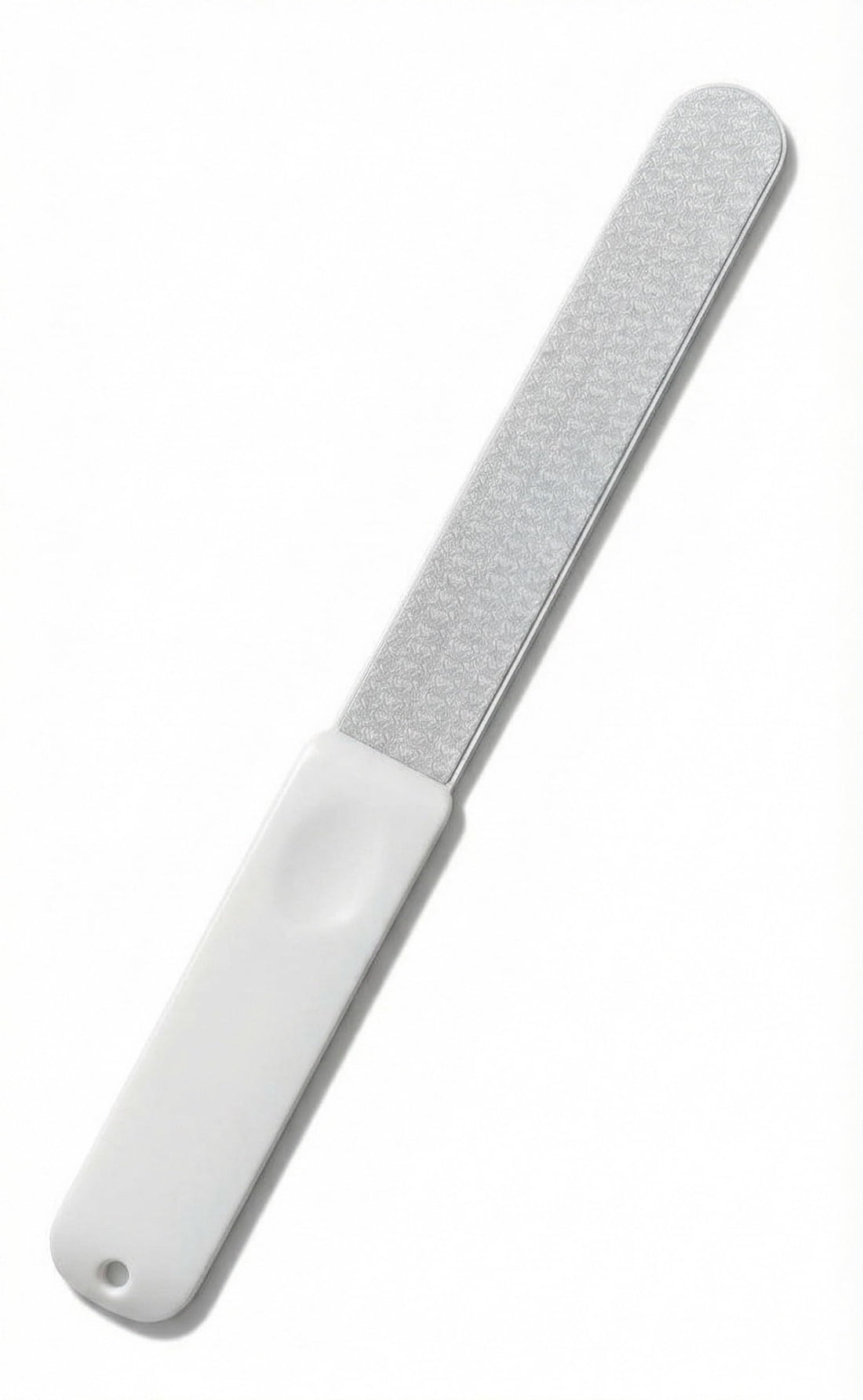 Nopatia Professional Metal Nail File, Nail Buffer Shaping Tool with Ergonomic Handle and Durable Design, High Quality Hand File for Personal Care and Manicure (White)