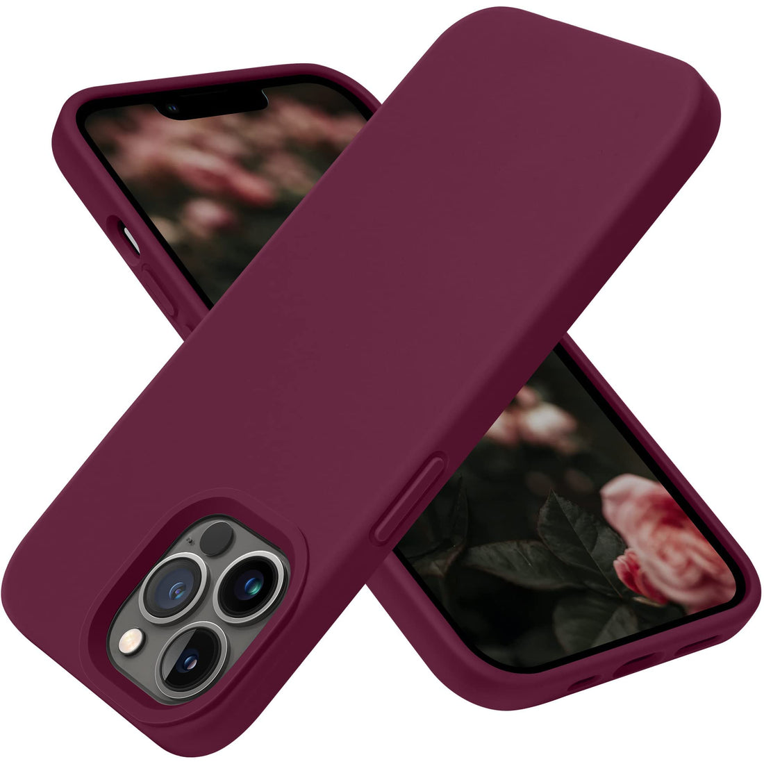 Dl3 Mobilak Compatible with iPhone 12/12 Pro (6.1 Inch) Case, Liquid Silicone Case, Full Body Protective Cover, Shockproof, Slim Phone Case, Anti-Scratch Soft Microfiber Lining (Wine Red)