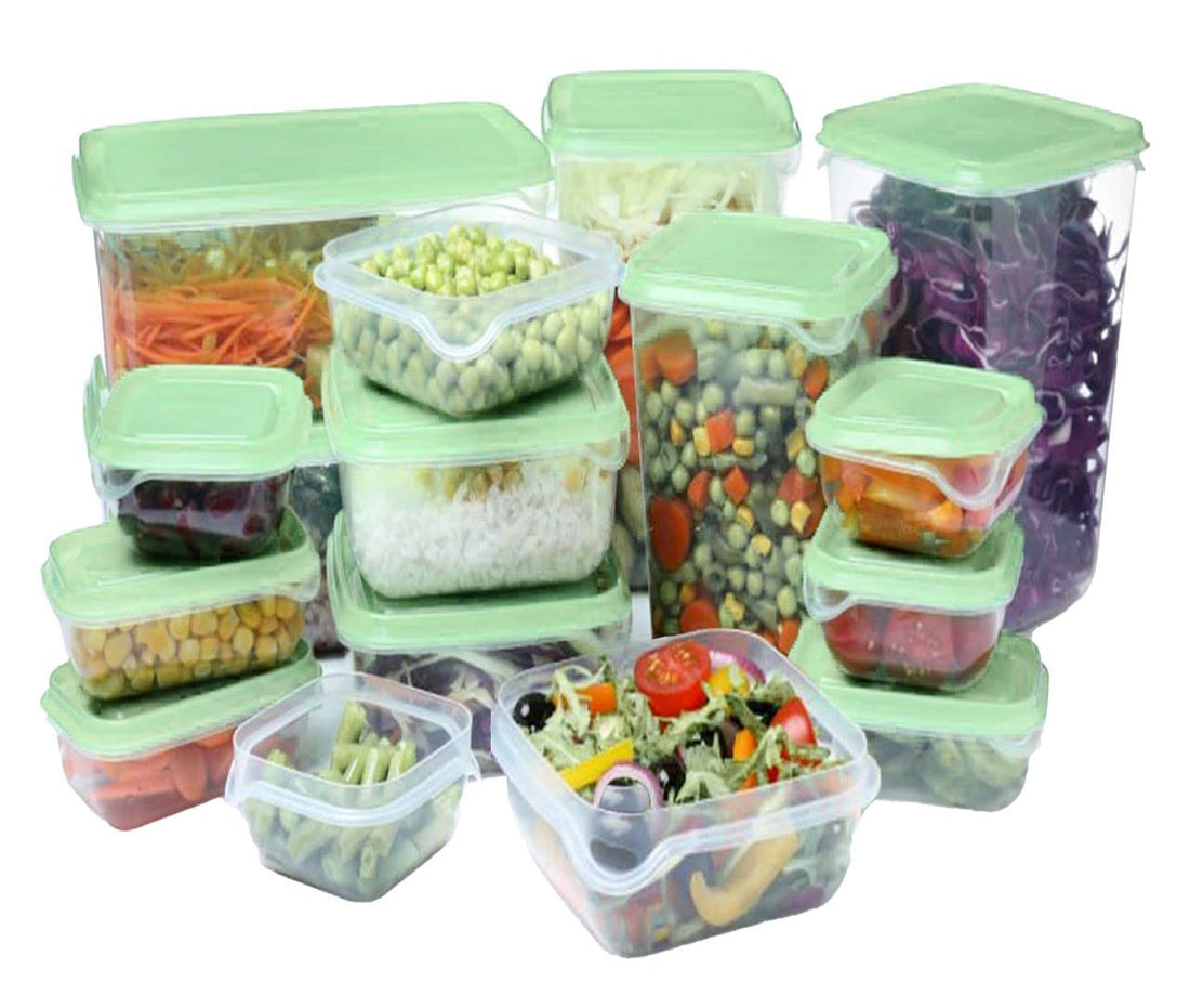 Food Container Set - BPA Free - Transparent Food Storage Box (17 piece set -Green)
