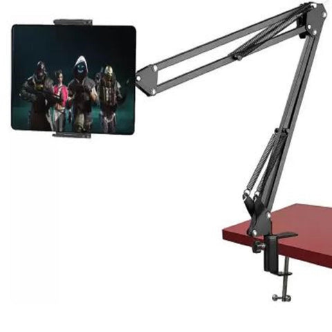 Tabletop Cell Phone Tablet Stand, Gooseneck Flexible Lazy Arm Bracket for Both Mobiles and Tablets Device 4~11 inches Diagonal inches Display Mount for Desktop Bedroom, Office, Kitchen