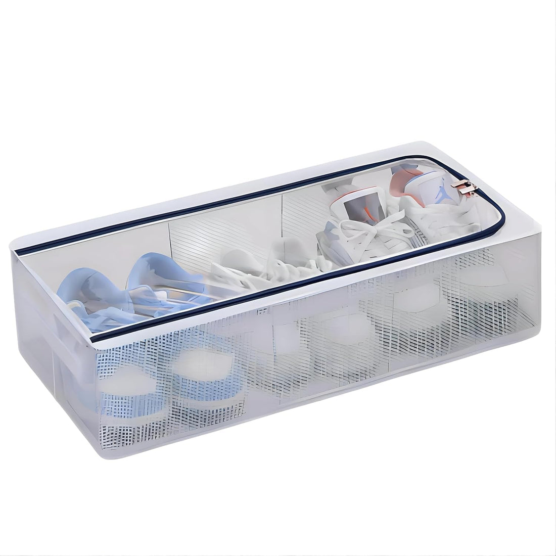Foldable Under Bed Shoe Organizer with Clear Lid and Metal Frame 60×30×16 cm – Dustproof and Moisture Resistant Storage Box for Shoes, Closet, and Bedroom Organization