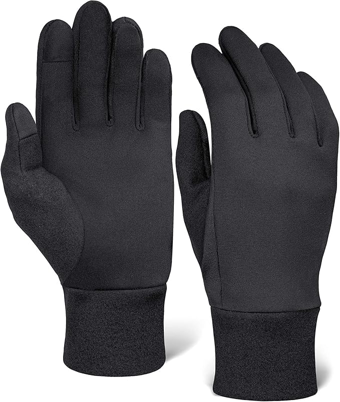 FROM H HOME 1275 Winter Thermal Padded Running Gloves for Men and Women Thin Lightweight Cycling Driving Gloves, Black, XL