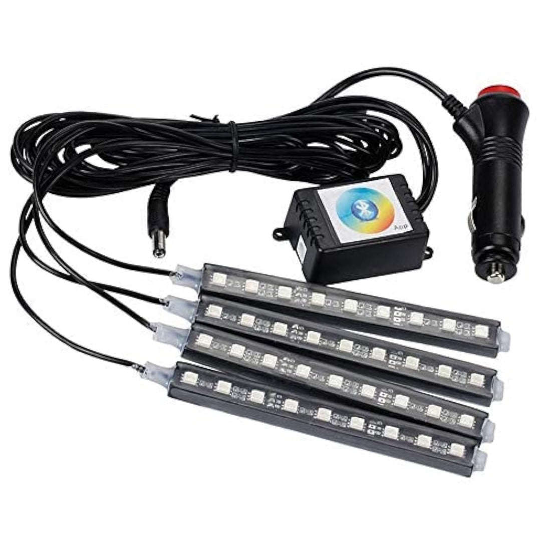 Car LED Strip Lights, Car LED Strip Lights, Car Interior Lighting Software, Foot Rest, Dash Lights, 48 LED RGB Lights - Works on Mobile App (MAKY STOR)