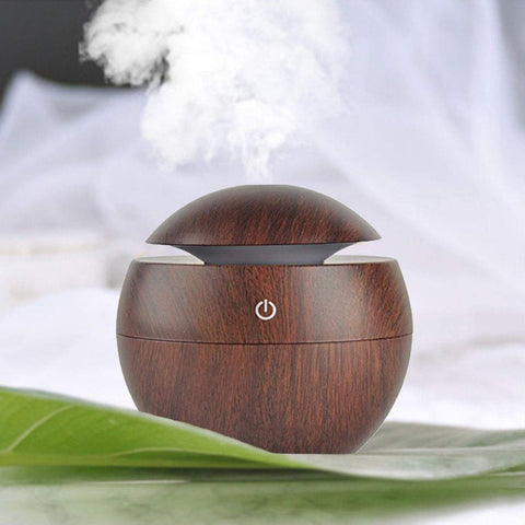 Wooden Cool Mist Humidifier & Essential Oil Diffuser - Colorful LED Light for Car, Office, Babies & Home