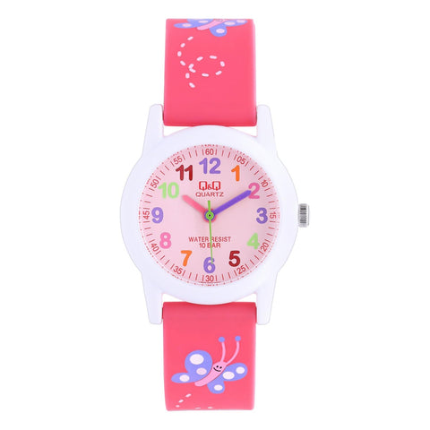 Q&Q Unisex-Child Quartz Watch, Analog Display And Resin Strap Vr99J002Y, Pink, Bracelet