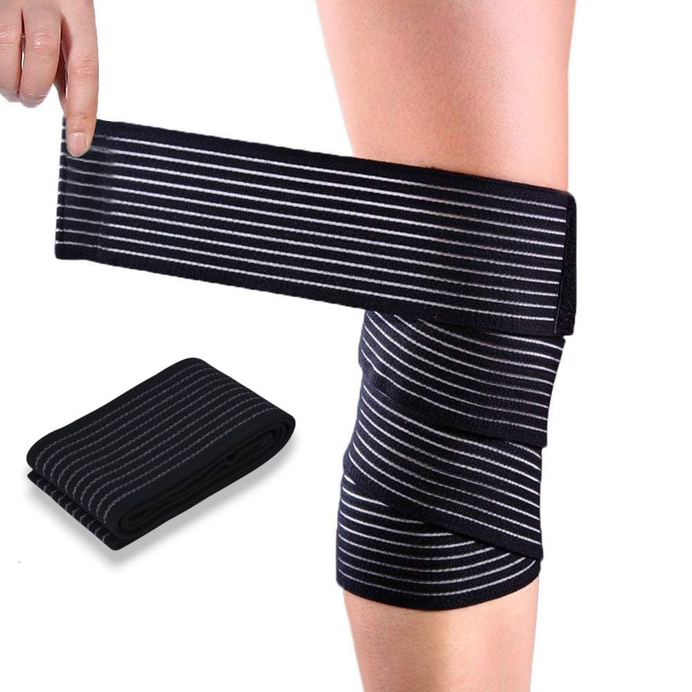 Black Compression Bandage Knee Elbow Ankle Wrist Bandage Black Adjustable Compression Bandage for Women and Men (2XL)