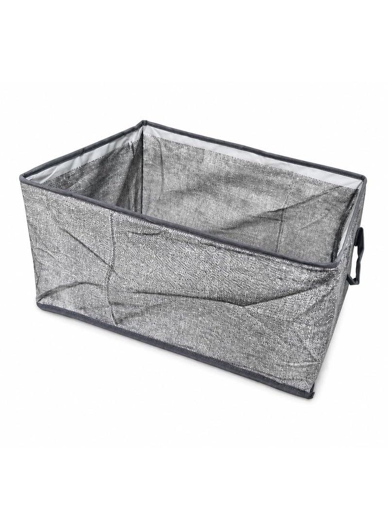Fabric Storage Basket with Cherry & Heart Print â€“ Multi-Purpose Organizer for Clothes, Toys & Home Essentials, Gray