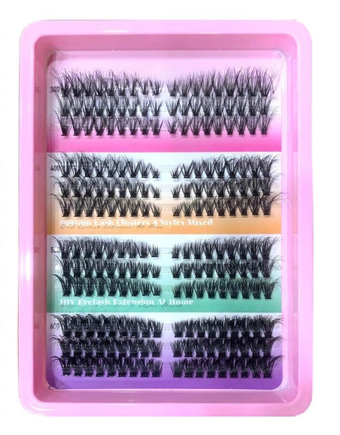Lashes Individual Cluster D Curl 240pcs Fluffy Cluster Lashes 8-16mm Diy Eyelashes Individual Eyelash Extensions Natural Look Diy-4 SHAPE