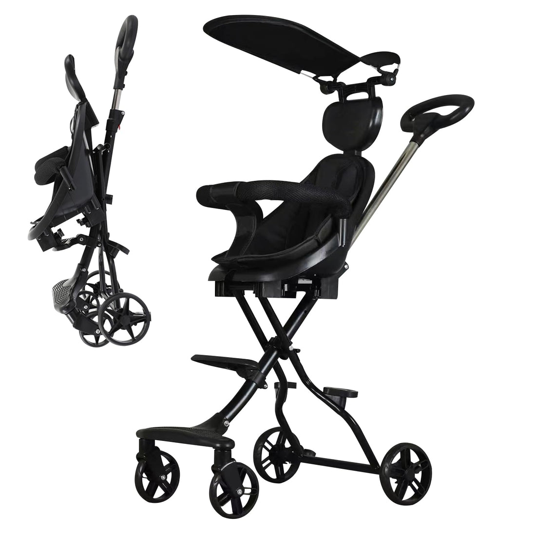 Beauenty Kids Compact Lightweight Travel Stroller With Adjustable Handles and Backrest, One-Hand Fold, for Overhead Airplane Storage, Shopping, Walking (Style 3)