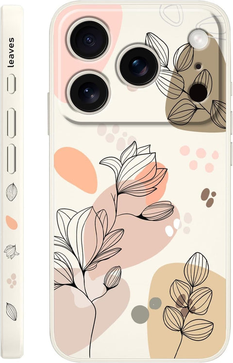 Fekra Red Butterfly for iPhone 17 Pro Case Scratch Resistant Soft Slim Fit Floral for iPhone 17 Pro cover - (Morandi White, iPhone 17 Pro)