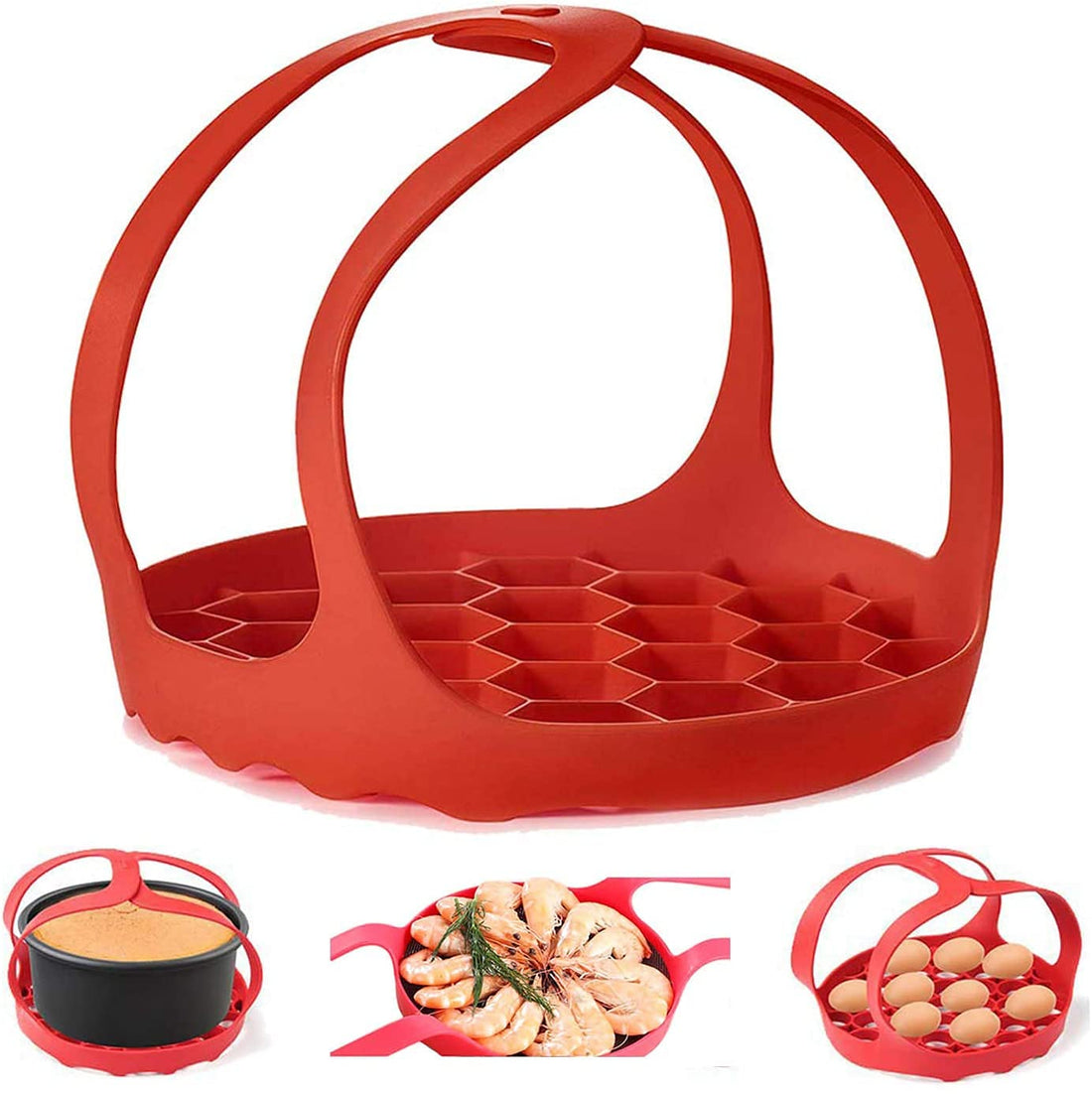THE WHITE SHOP Silicone Sling Lifter Accessories Compatible with Instant Pot 6 Qt and 8 Qt, Pressure Cooker Bakeware Sling Red