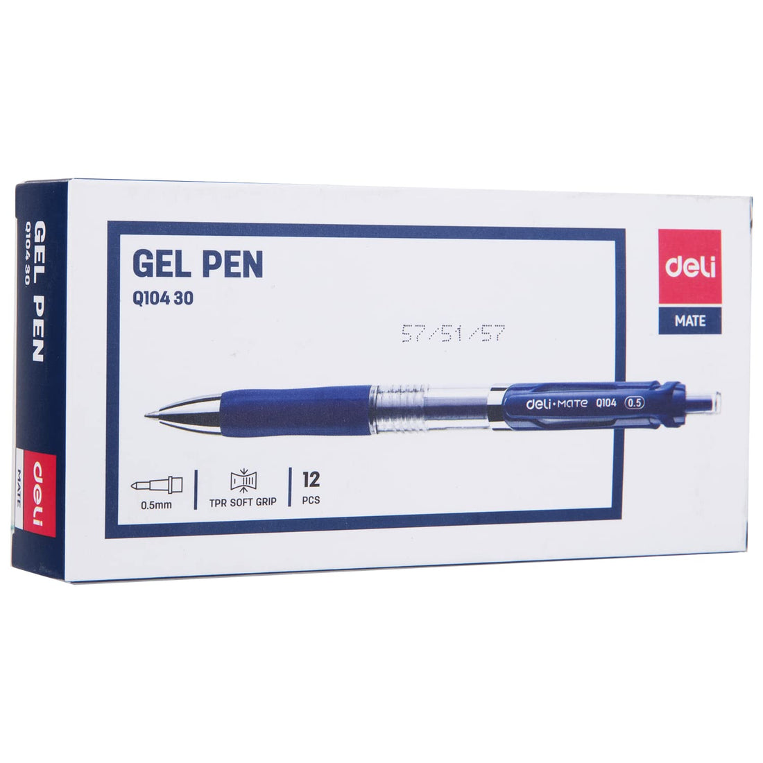 Deli EQ10430 Bullet Tip Gel Pen 12-Pieces, 0.5 mm Tip Size, Blue