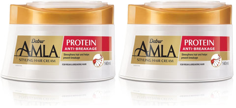 Dabur Amla Protein Styling Hair Cream (125mL) | Strengthens Hair and Prevents Breakage | Non-Sticky and Non-Greasy | 24-Hour Active Nourishment (Pack of 2)